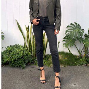 NWT Frame Denim Le High Straight-Leg Jeans Women Black Cropped ankle Sz 27 $228